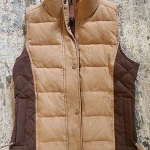 Stylish Quilted Vest in Tan and Brown